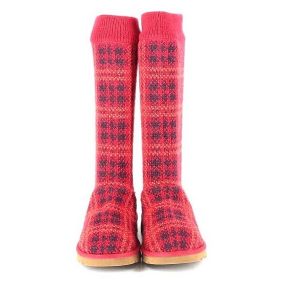 UGG Shoes Ugg 877 Carly Jester Plaid Red Sock Sheepskin Boots